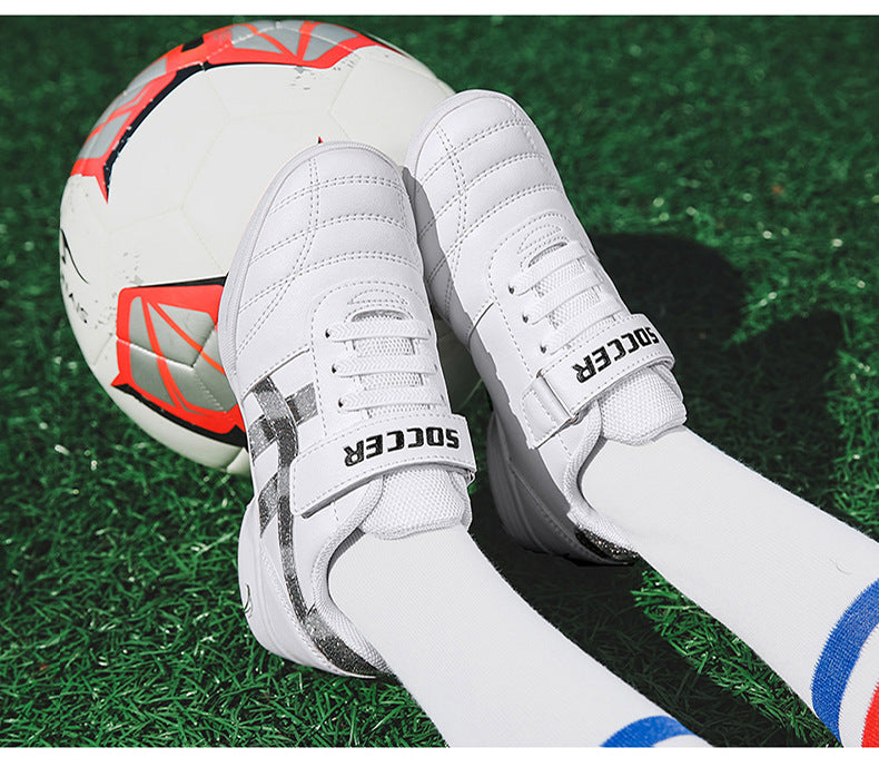 New football shoes for men and women with Velcro for children TF Broken Nail Style Youth Student Grassland Flat Training Shoes - 图片 24