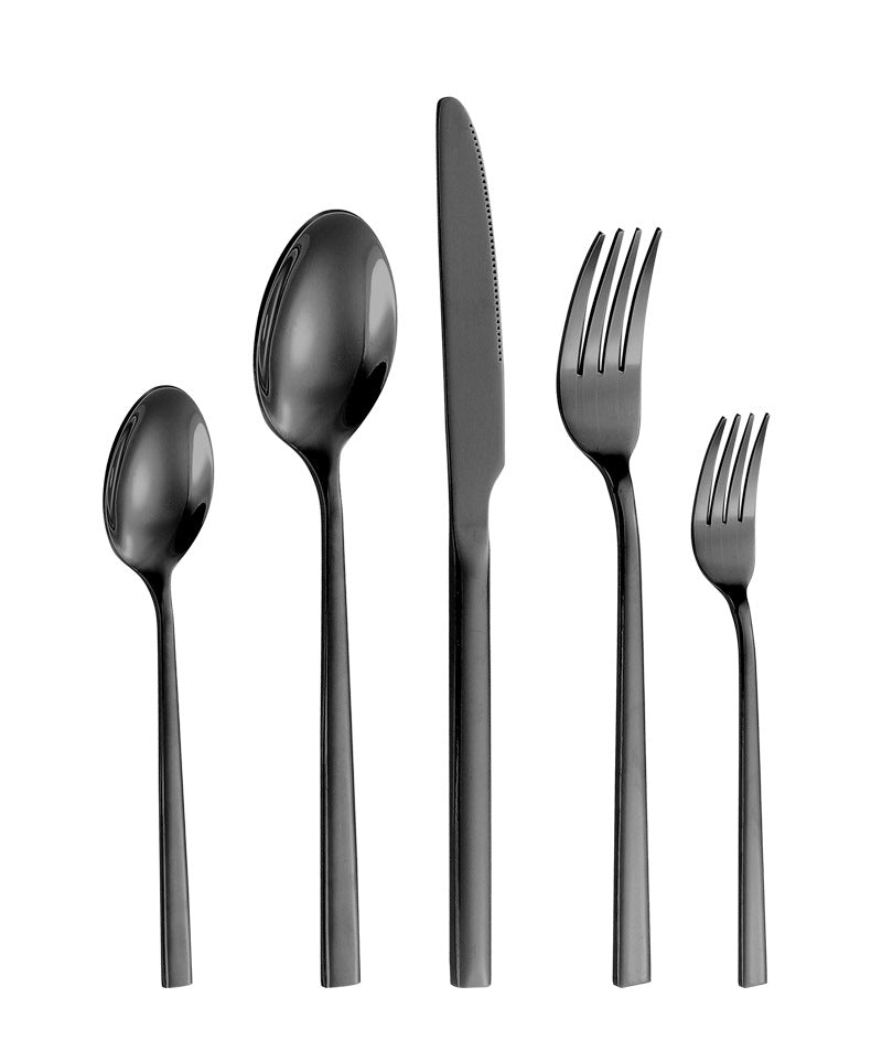 410Stainless Steel Tableware Hotel Restaurant Thickened Square Handle Knife Fork Spoon Set Western Food24Set of Steak Knives and Forks - 图片 32