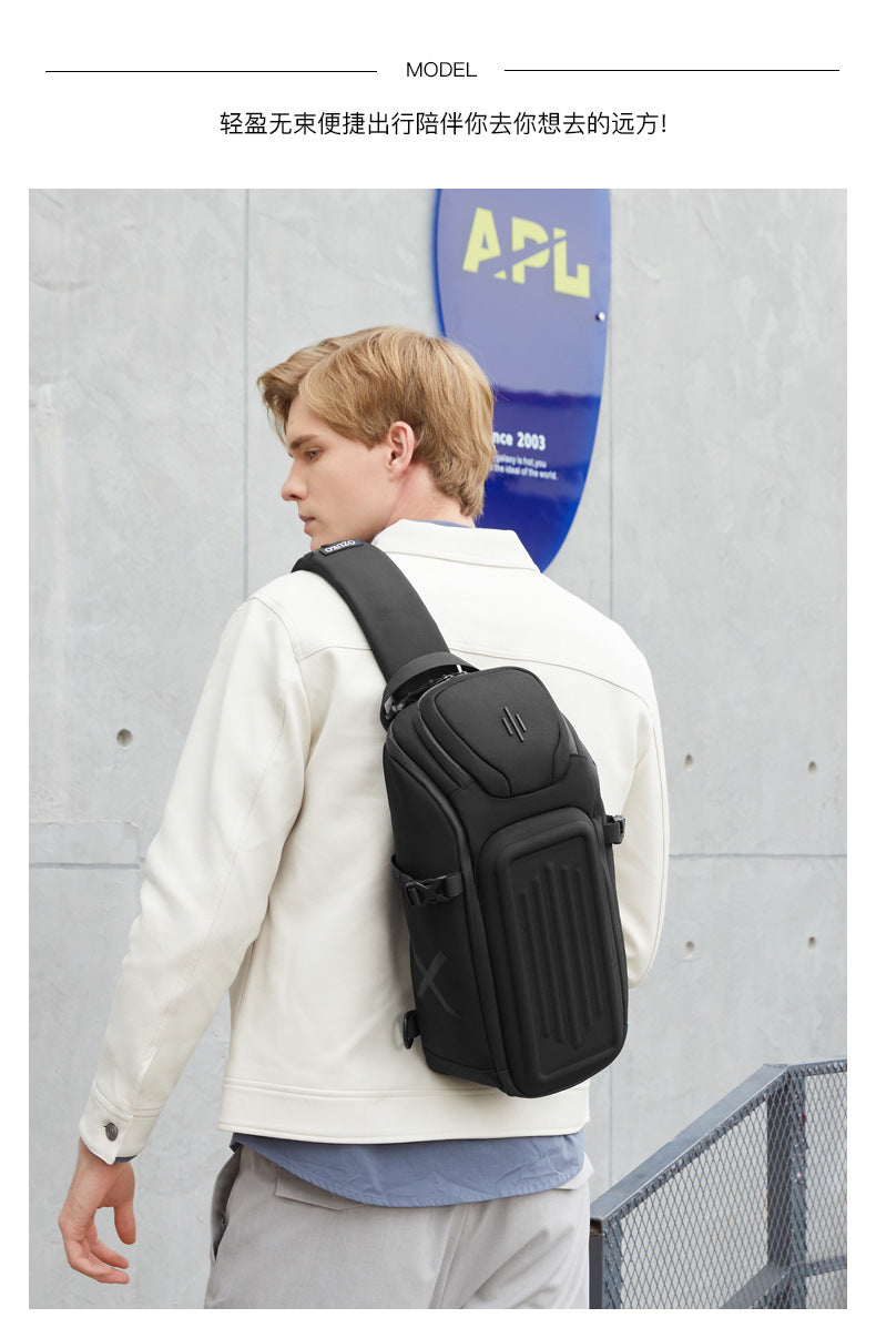 OZUKO Men's Chest Bag Waterproof Crossbody Bag Business Simple Crossbody Bag Trendy Commuter Small Backpack High-End Feel - 图片 9