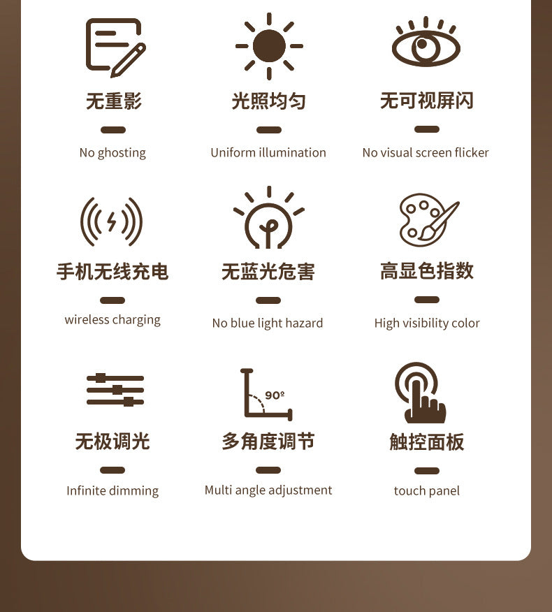 Study-Specific Eye Protection Desk Lamp with Smart Wireless Charging and Foldable Night Light for Dormitory LED Student Reading Gift Lamp - 图片 11