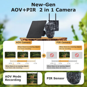 New Product AOV Solar-powered Camera6MP HD Binoculars4G Outdoor Camouflage Solar Camera