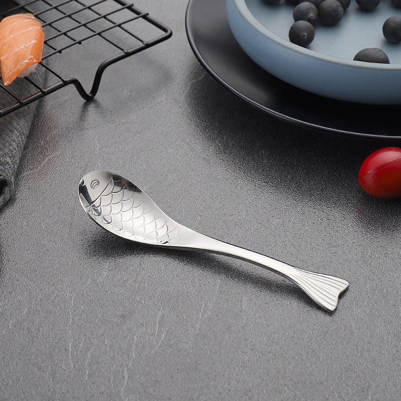 304Stainless Steel Spoon Cooking Restaurant Spoon Pickled Fish Spoon Cartoon Spoon PVD Titanium-plated Colorful Fish Tail Cute Spoon - 图片 16