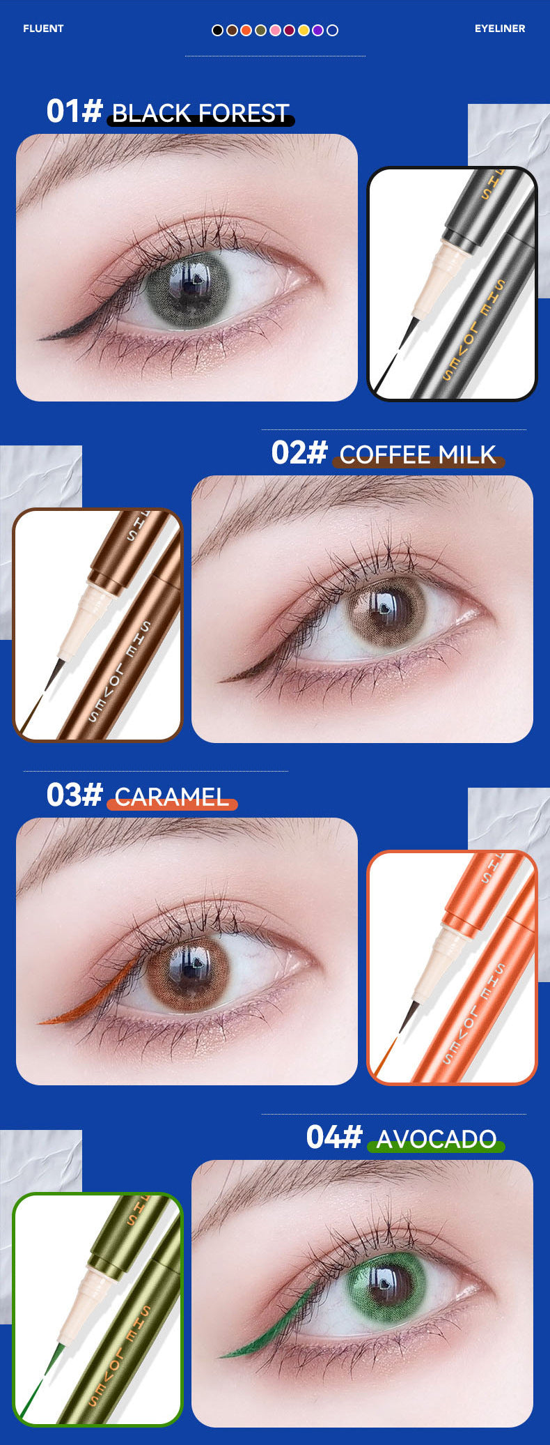 SHELOVES Eyeliner Waterproof Non-Smudge Black Brown Ultra-Fine Lower Lash Liquid Eyeliner Pen - 图片 34