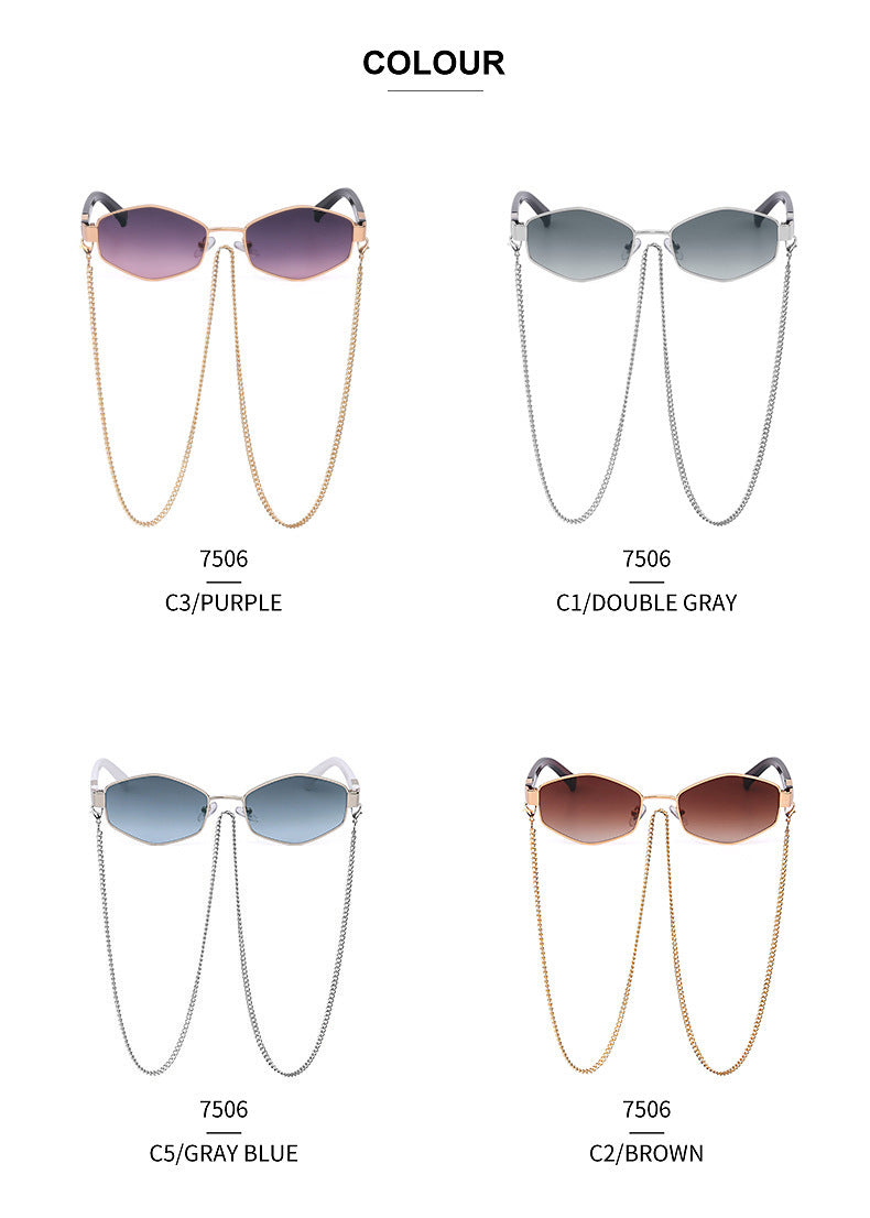 New Women's Sunglasses Fashion Chain Personality Round Frame Korean Style Sunglasses Wholesale Glasses sunglasses - 图片 22