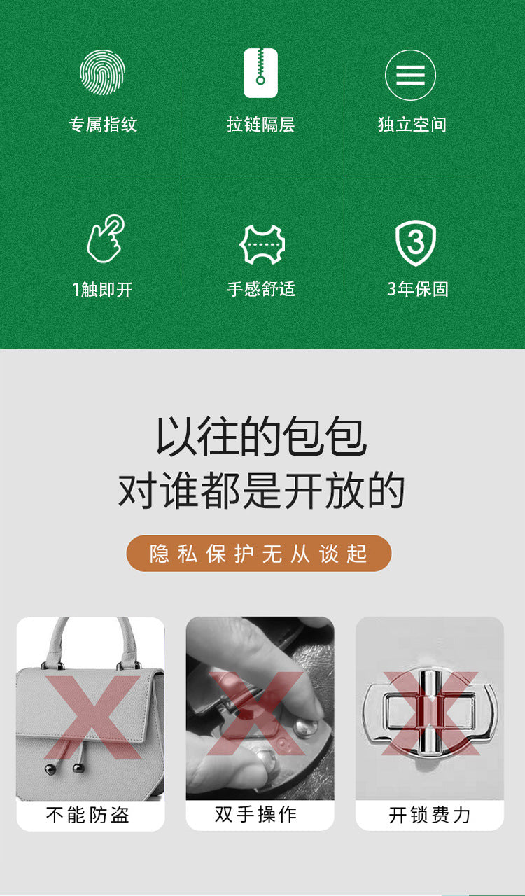 Boston Crossbody Pillow Bag Privacy Protection Fingerprint Unlock Genuine Leather Handbag Commuter Women's Bag Crossbody Bag - 图片 10