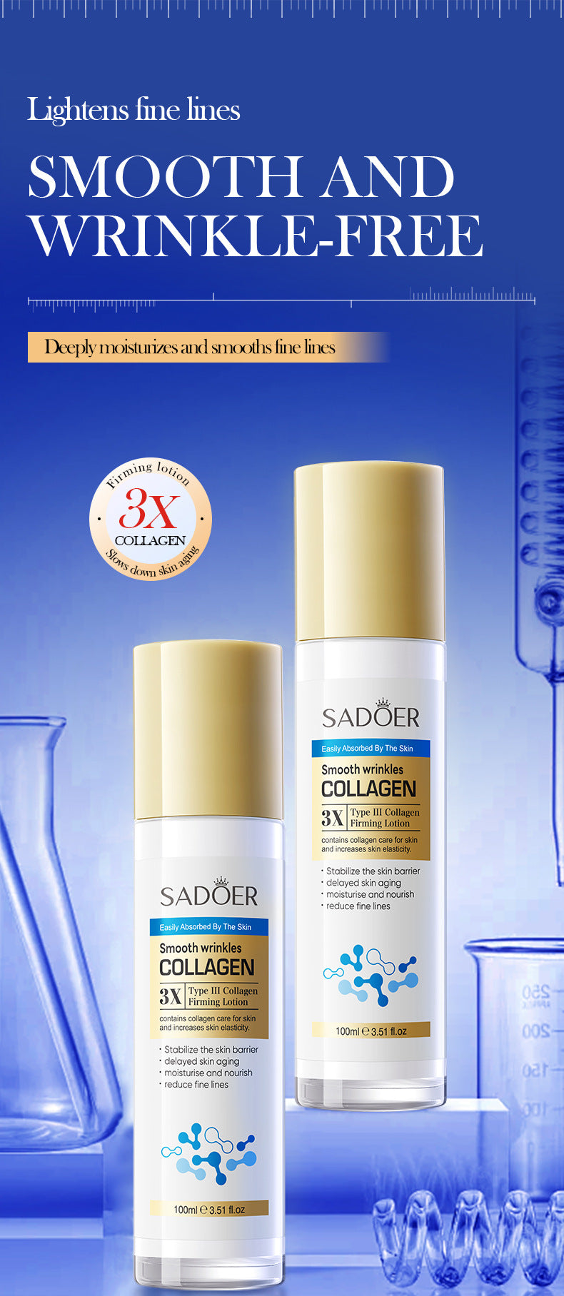 Type III Collagen Wrinkle Smoothing Lotion SADOER Moisturizing and Hydrating Lotion Cross-Border Wholesale - 图片 7