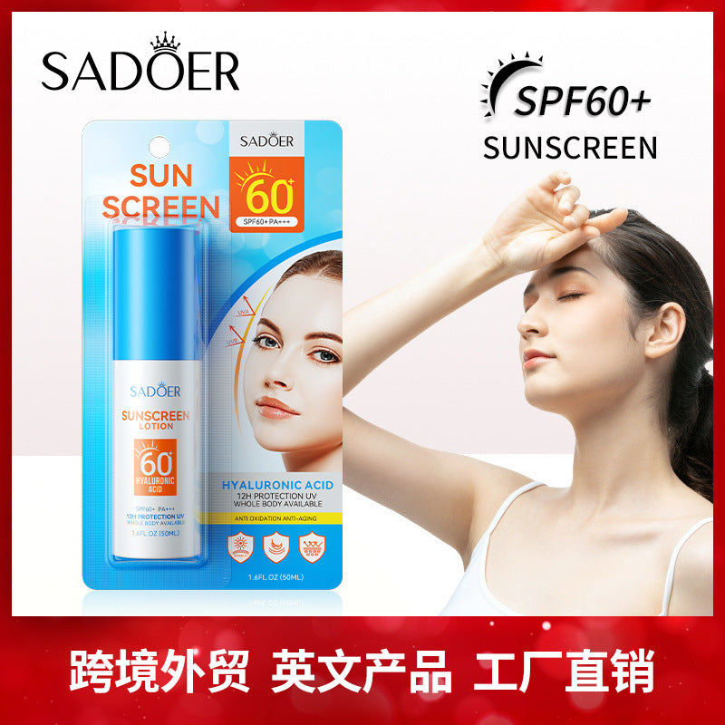 Hyaluronic Acid Sunscreen SADOER Uv Protection SPF60+Isolation Sunscreen Lotion Cross-Border Wholesale