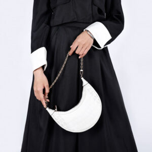 European and American Underarm Single Shoulder Bag for Women, Chain Moon Bag, Mini Fashion Women's Bag, Trendy Versatile Crocodile Pattern Light Luxury Crossbody Bag