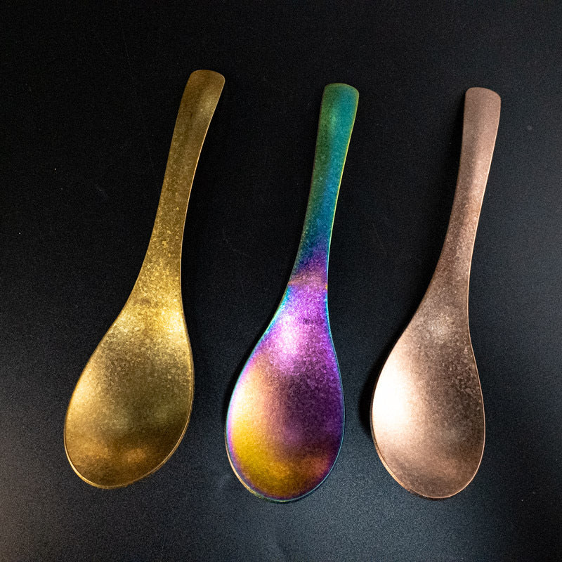 Pure Titanium Spoon Household Uncoated Ice Flower Craft Outdoor Pure Titanium Soup Spoon Hot Pot Wide Spoon High Temperature Coloring Titanium Soup Spoon - 图片 22