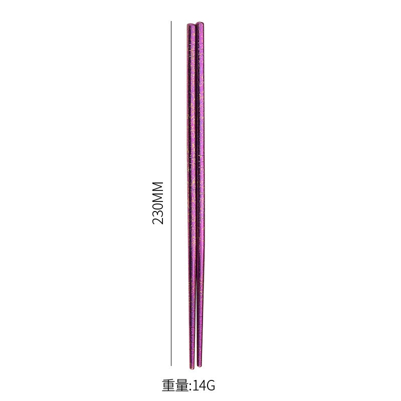 Pure Titanium Crystal Chopsticks for Home and Outdoor Use, Light Luxury Colorful Ice Flower Chopsticks23cm Half Square Chopsticks Restaurant Antibacterial Titanium Chopsticks - 图片 9