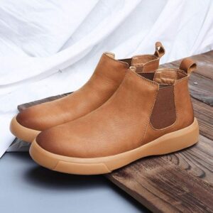 Chelsea Men's Boots Leather Shoes High-top Martin Boots Men's Winter Fleece Lined British Style Boots Men's Martin Boots Short Boots