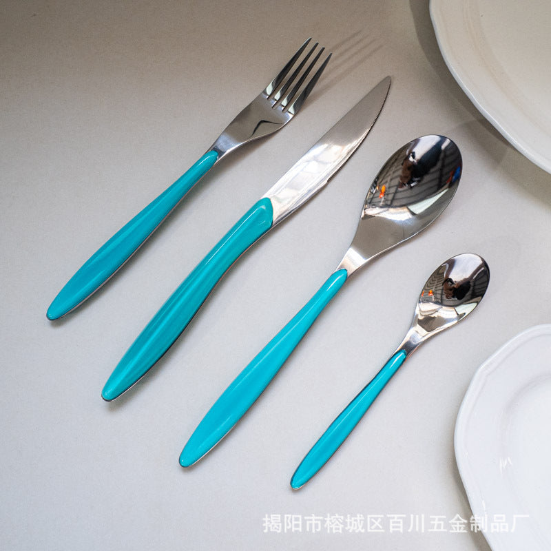 304Stainless Steel Spoon Colorful Western Food Spoon Baby Feeding Spoon Thickened Adult Table Spoon Restaurant Hotel Dessert Spoon - 图片 5