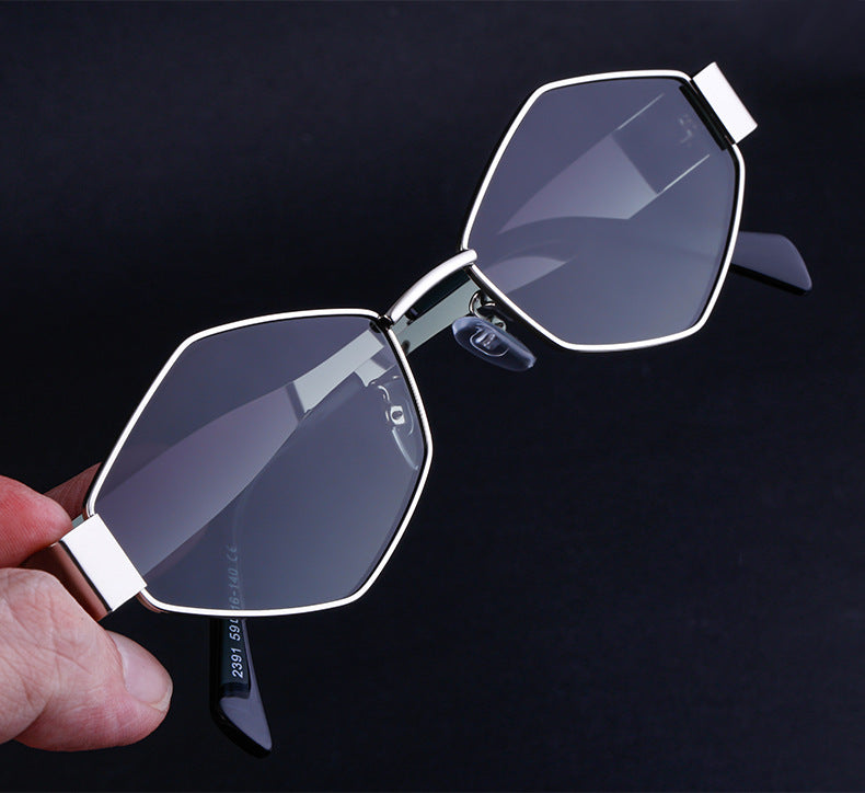 European and American Fashion Irregular Metal Sunglasses for Women Trendy Personality Wide Temple Sunglasses Wholesale sunglass - 图片 19