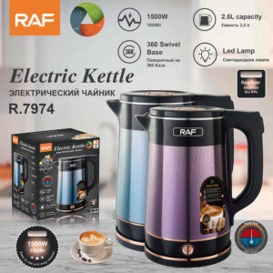 RAF European Standard High-Power Stainless Steel Anti-Dry-Burn Electric Kettle Fast Heating Long-lasting Insulation304Seamless Kettle2.5L