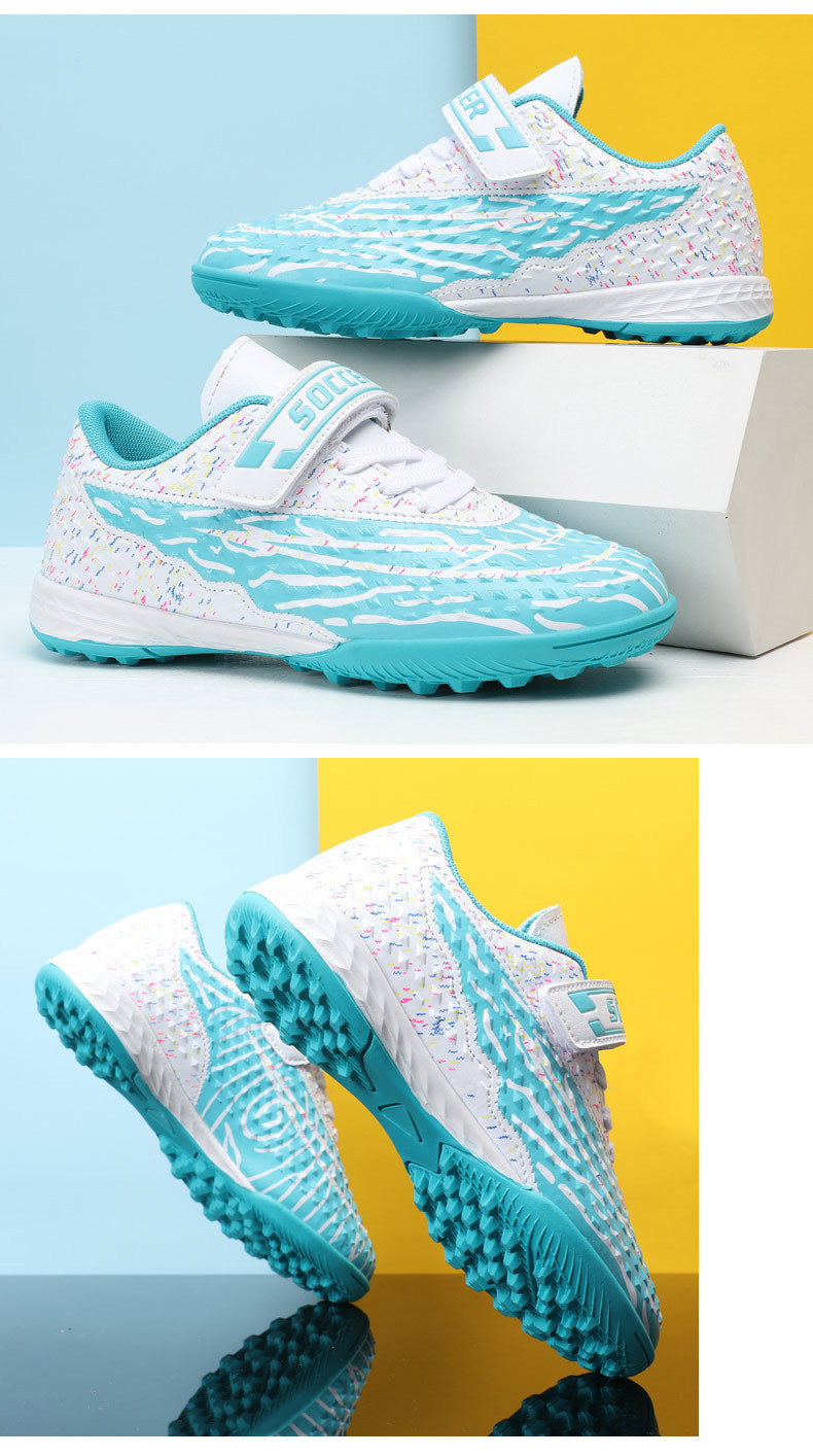 New football shoes for men and women with Velcro for children TF Broken Nail Style Youth Student Grassland Flat Training Shoes - 图片 33