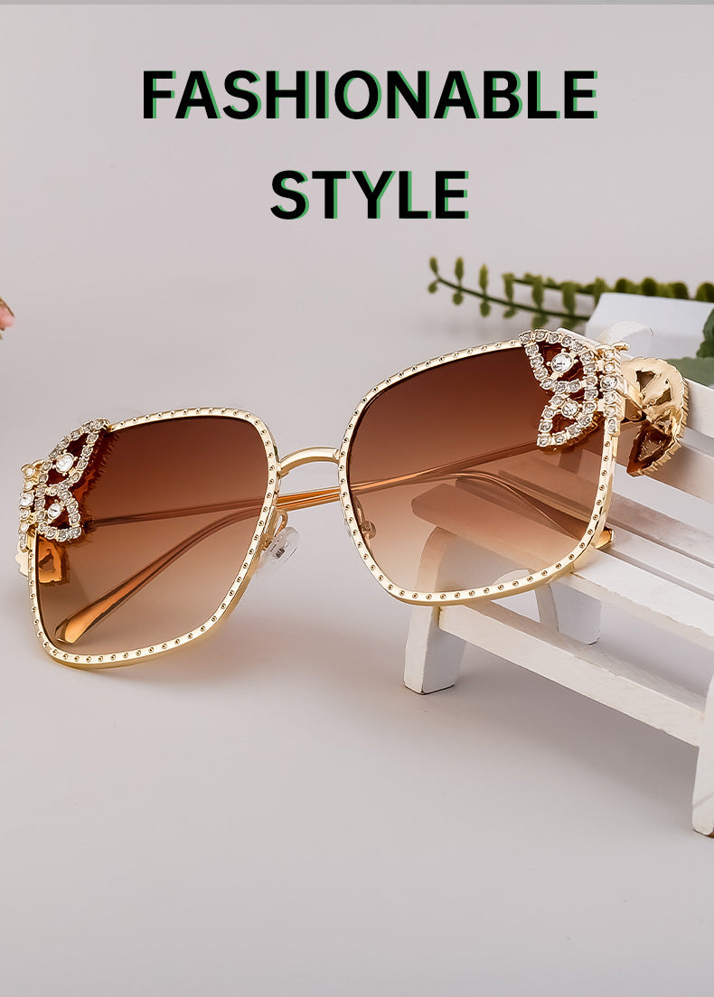 European and American Fashion Personality Butterfly Diamond Sunglasses for Women Metal Frame Sunglasses Women's Sun Protection Glasses shades - 图片 7