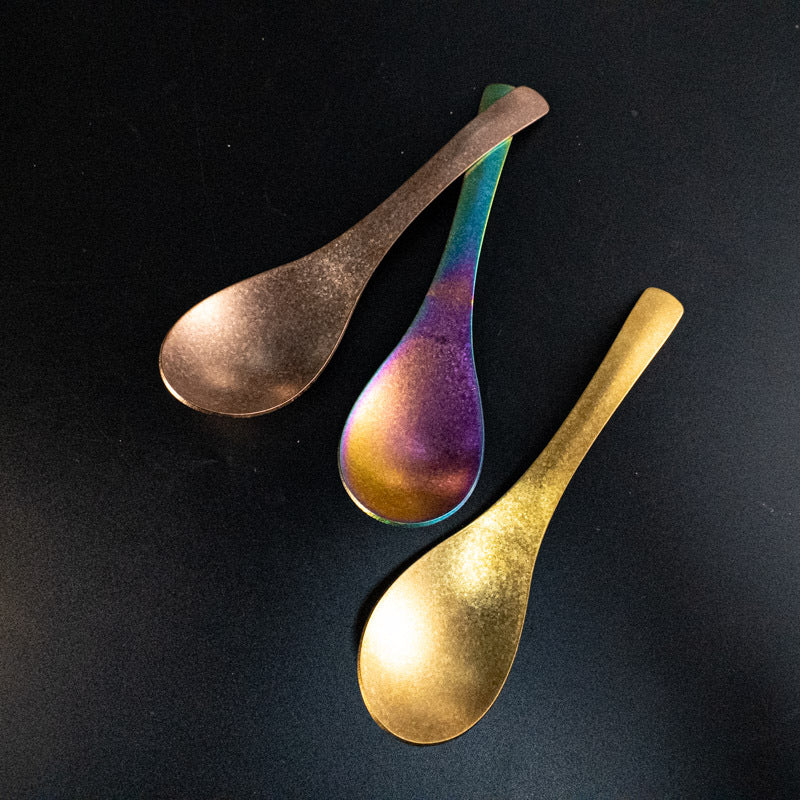Pure Titanium Spoon Household Uncoated Ice Flower Craft Outdoor Pure Titanium Soup Spoon Hot Pot Wide Spoon High Temperature Coloring Titanium Soup Spoon - 图片 21