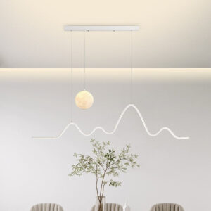 Restaurant Pendant Light Luxury Dining Room Table Bar Counter Lighting Modern Minimalist Moon Lamp Minimalist Long Strip Restaurant Light