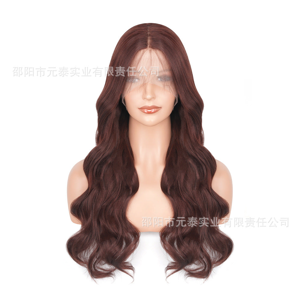 New European and American Style Women's Black Small Middle Part Big Wave Synthetic Long Curly Hair Lace Front Wig Wholesale - 图片 10