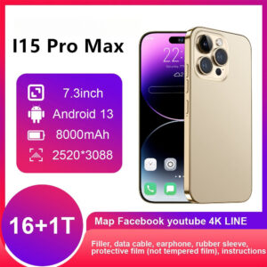 Mobile Phone i15 ProMax 7.3inch smart android phone(16+1T)130010,000 Pixels4G Net