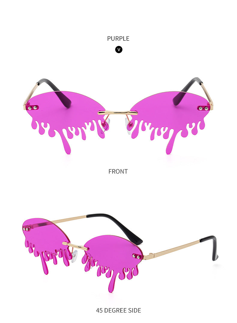 Christmas Costume Personality Tear Sunglasses for Women Metal Frameless Sunglasses Trendy European and American Party Funny Glasses - 图片 30