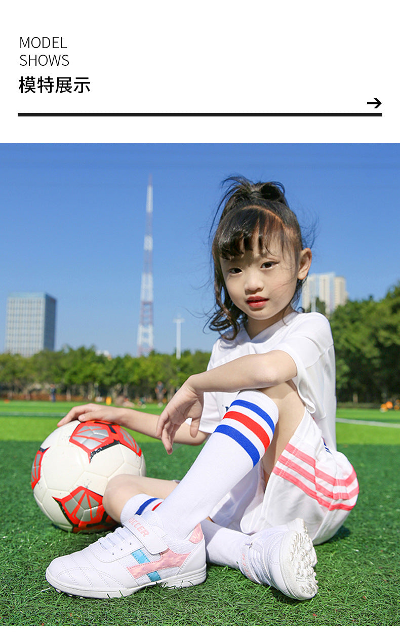 New football shoes for men and women with Velcro for children TF Broken Nail Style Youth Student Grassland Flat Training Shoes - 图片 49