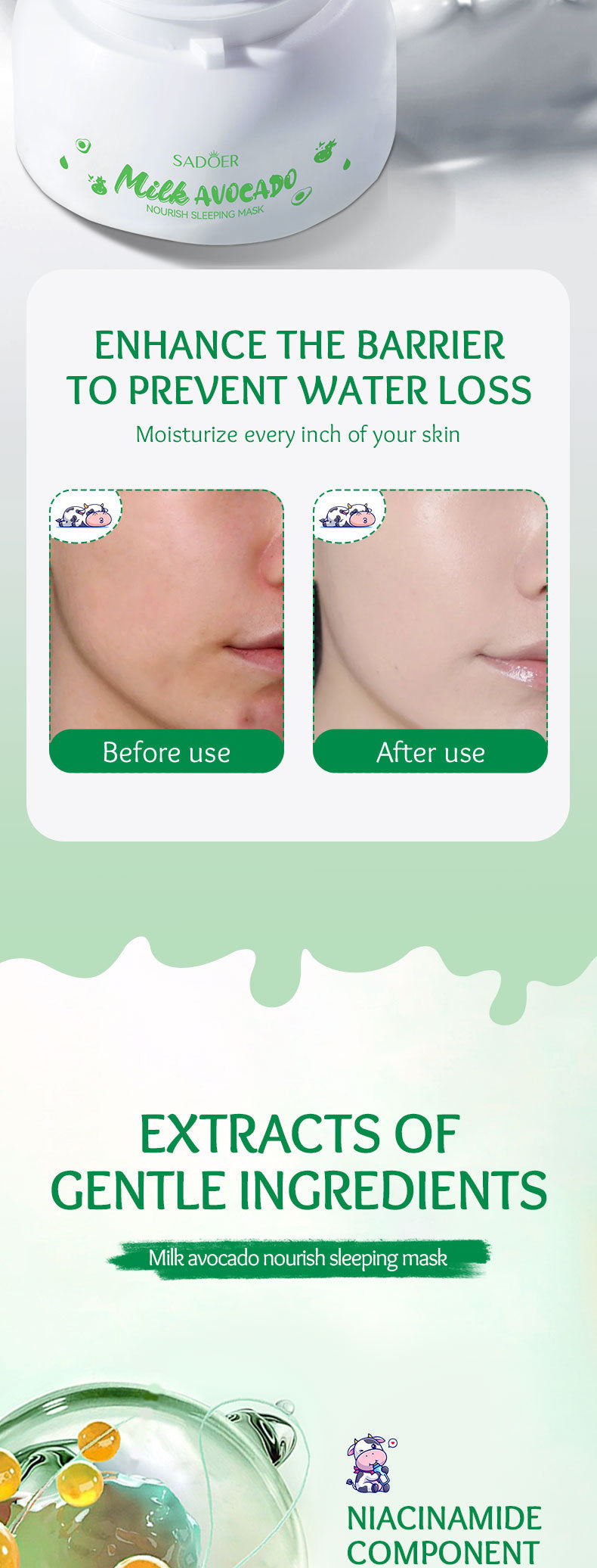 Fruit Mask120gSADOER Milk Nourishing Hydrating Moisturizing Sleeping Mask Cross-Border Wholesale - 图片 11