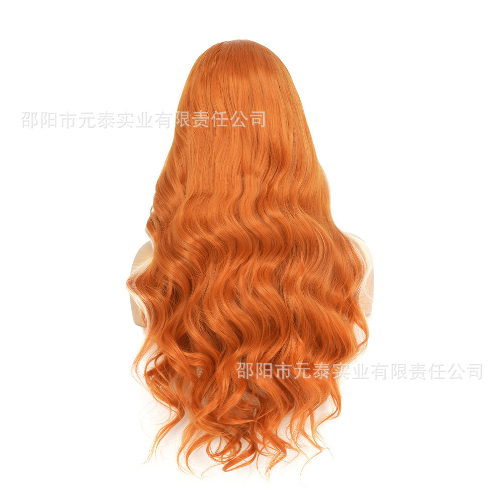 Lace Front Big Wave Synthetic Wig Long Curly Hair frontalwig Gradient Highlight Headband Gradient Highlight - 图片 5