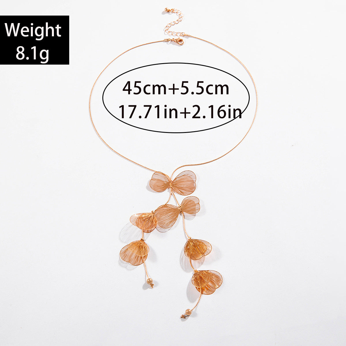 European and American Niche Ginkgo Leaf Tassel Necklace Design Sense Retro Pull-out Imitation Pearl Choker Jewelry choker - 图片 15