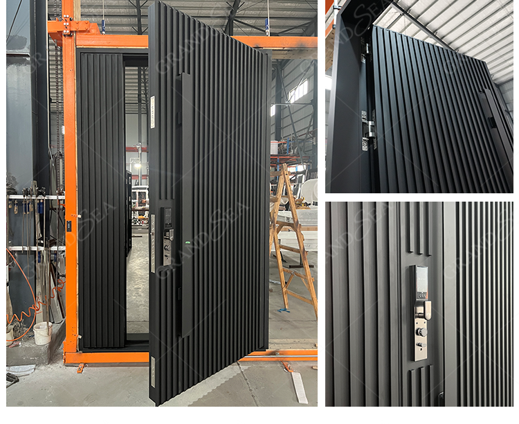 American Style Contemporary Solid Wood Entry Main Entrance Doors Front Doors for Houses Modern Exterior Main Pivot Door - 图片 15