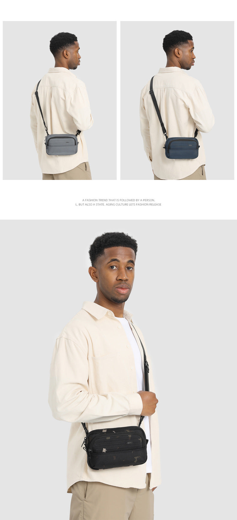 ozuko Men's Clutch Bag Multi-Functional Portable Small Crossbody Bag Travel Commute Lightweight Trendy Brand Storage Men's Bag - 图片 21