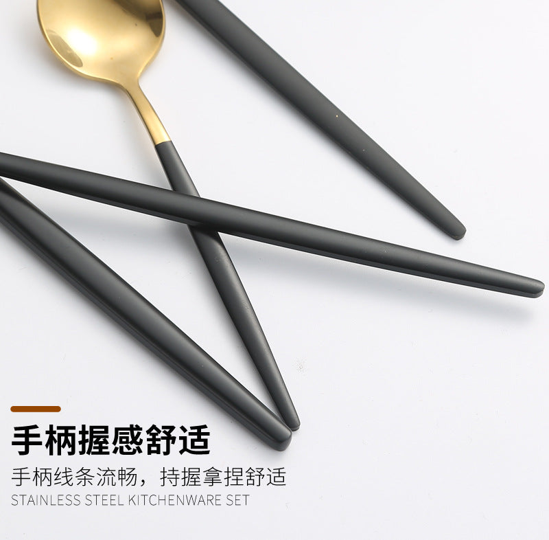 410Stainless Steel Cutlery Western Steak Knife Fork Spoon6People Serving Hotel Restaurant Portugal24Piece Suit - 图片 20