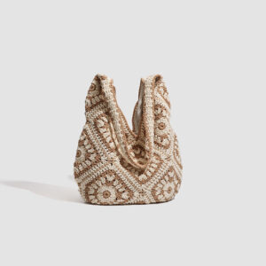 European and American Spring New Handmade Cotton Thread Crochet Hollow Sunflower Flower Woven Shoulder Bag for Women Straw Underarm Bag