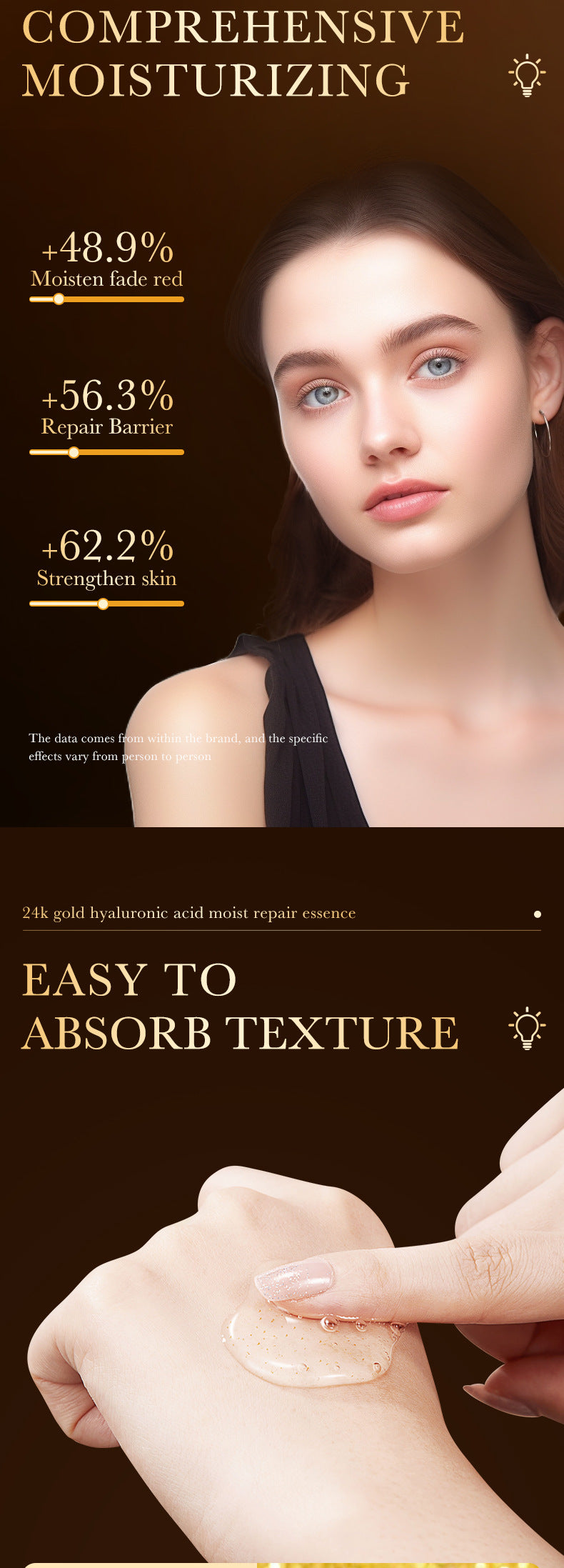 24K Gold Essence ZOZU Hyaluronic acid moisturizing and hydrating skincare wholesale for trade - 图片 10