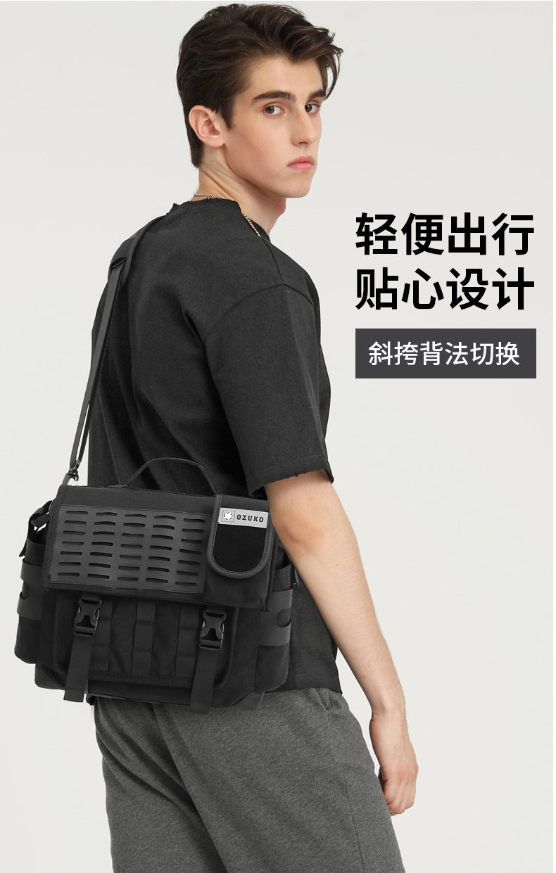 Men's Messenger Bag Multifunctional Crossbody Bag Waterproof Cycling Shoulder Bag Outdoor Commuting Tactical Style Men's Satchel - 图片 8