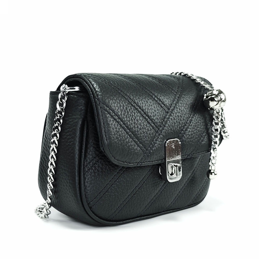 Genuine Leather Women's Bag New Metal Chain Small Square Bag Simple Versatile Chanel Style Single Shoulder Solid Color Embroidered Thread Crossbody Bag - 图片 21