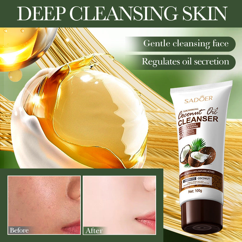 Coconut Oil Purifying Cleanser SADOER Moisturizing and pore-cleaning facial cleanser cross-border wholesale - 图片 3