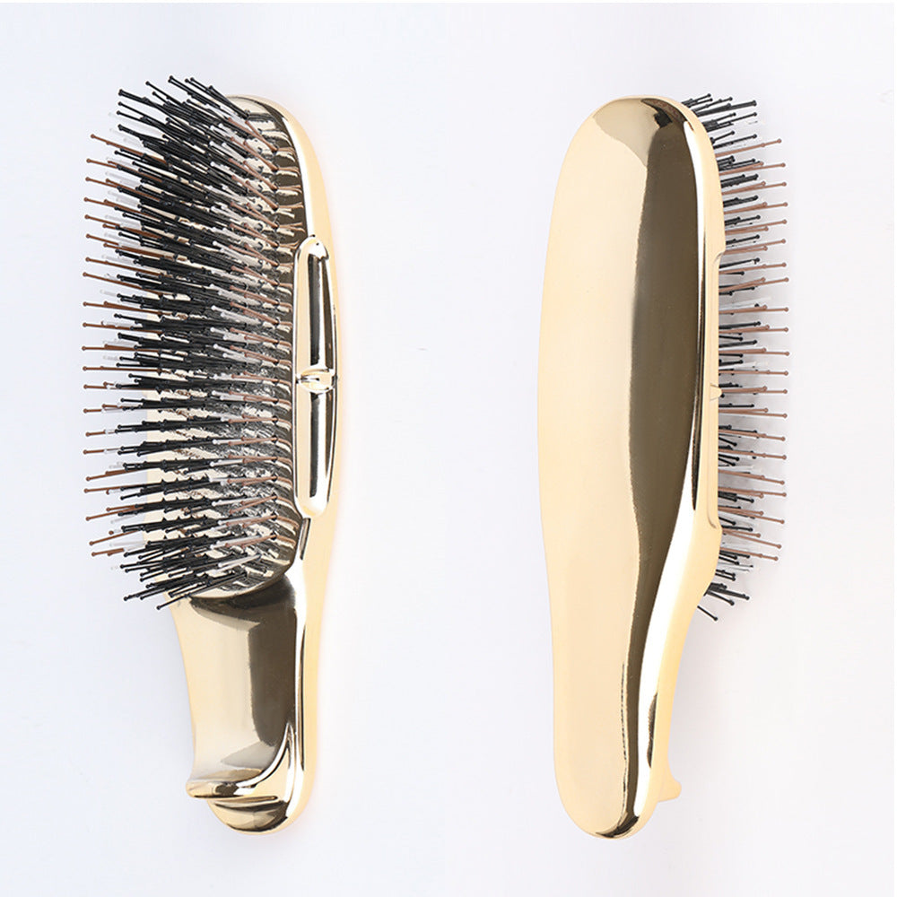Cross-Border Electroplated Handle Comb Head Meridian Massage Comb Scalp Cleaning Dry and Wet Dual-Use Portable Styling Hair Comb - 图片 8