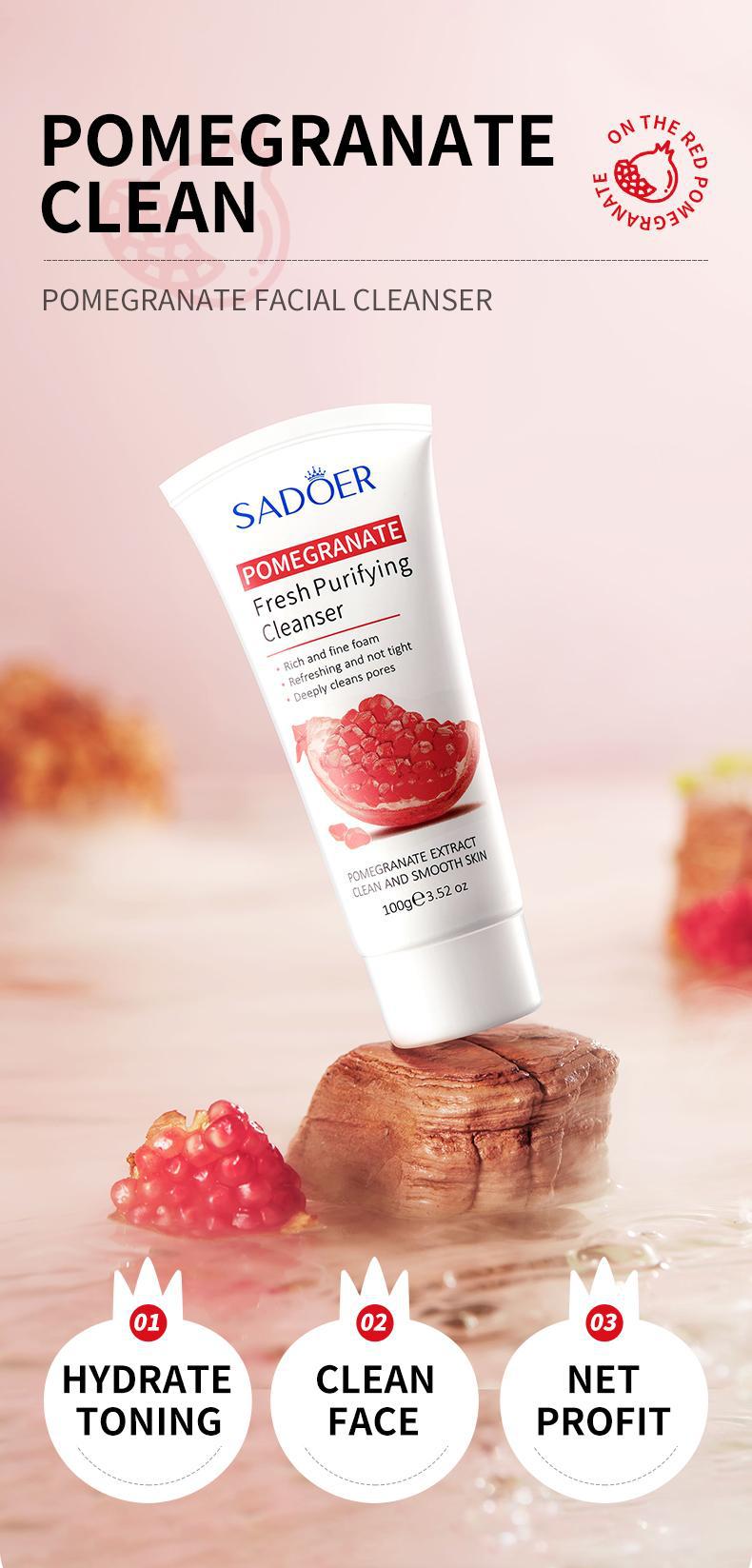 Red Pomegranate Skincare Set SADOER Hydrating Moisturizing Cleansing Nourishing Wholesale - 图片 14