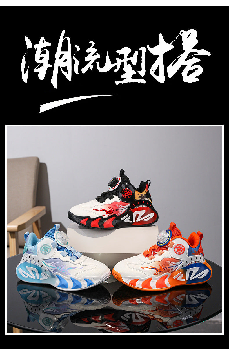 Chinese Style Girls' Shoes2025Autumn New Mesh Breathable Running Sports Shoes Children's Anti-Slip Wear-Resistant Basketball Shoes - 图片 13