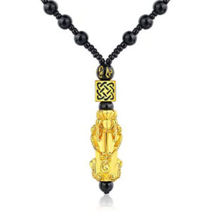 Pixiu Necklace for Men High-end Imitation Obsidian National Style Necklace Temperature-sensitive Color-changing Lucky Pixiu Buddha Bead Necklace
