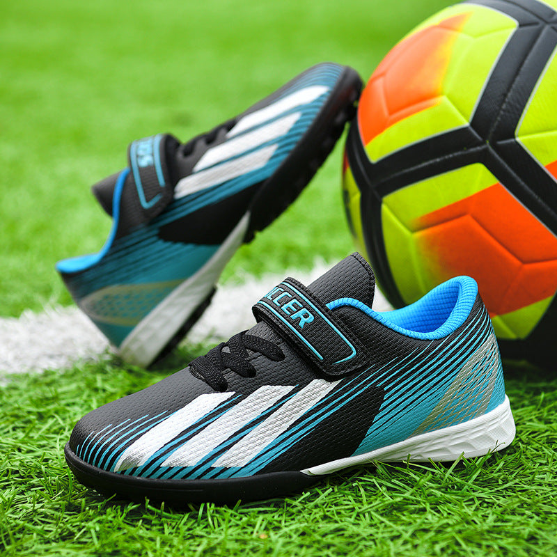 New football shoes for men and women with Velcro for children TF Broken Nail Style Youth Student Grassland Flat Training Shoes - 图片 6