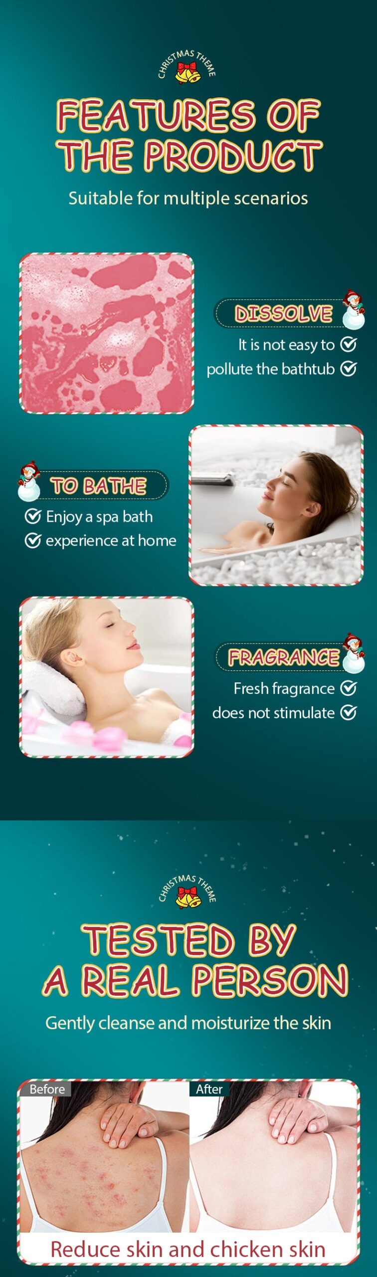 Cross-Border Christmas Stocking Bath Bombs SADOER Deep Cleansing Body Bath Bath Salts Export Manufacturer Wholesale - 图片 14