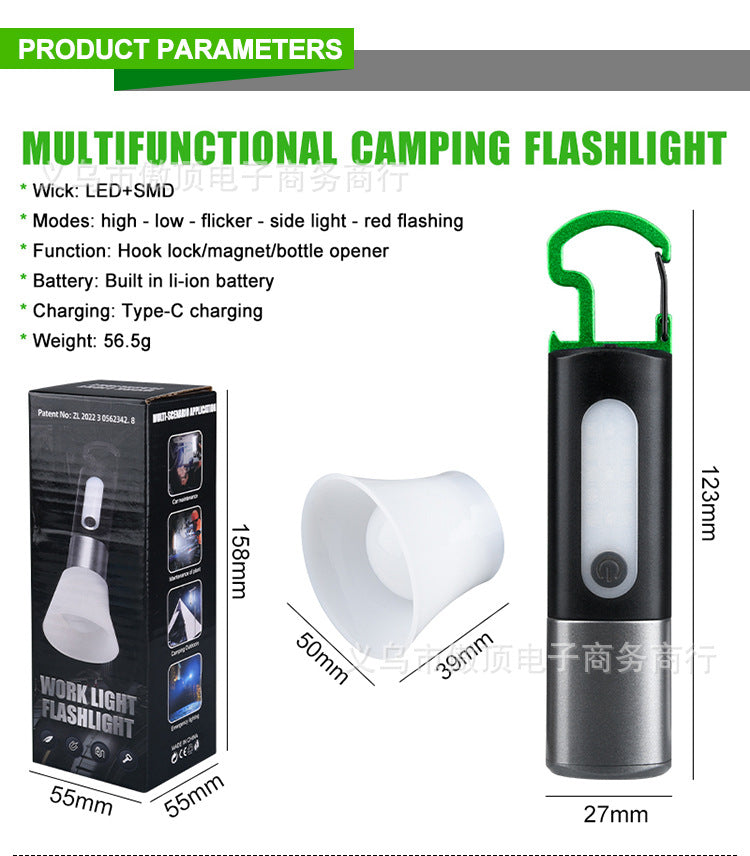 Multifunctional Flashlight Portable Keychain Magnetic Suction Light USB Rechargeable Lighting Work Light LED Sidelight - 图片 20