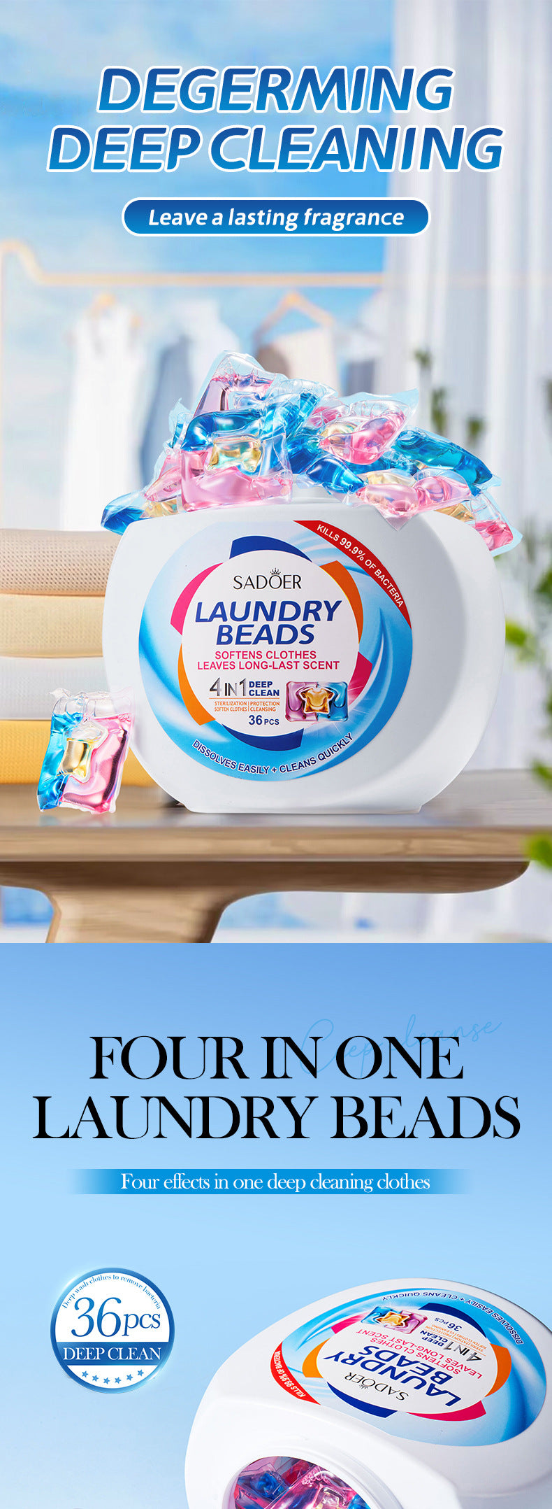 Laundry Pods SADOER Deep Cleaning Clothes Clean Laundry Detergent Foreign Trade Wholesale - 图片 7