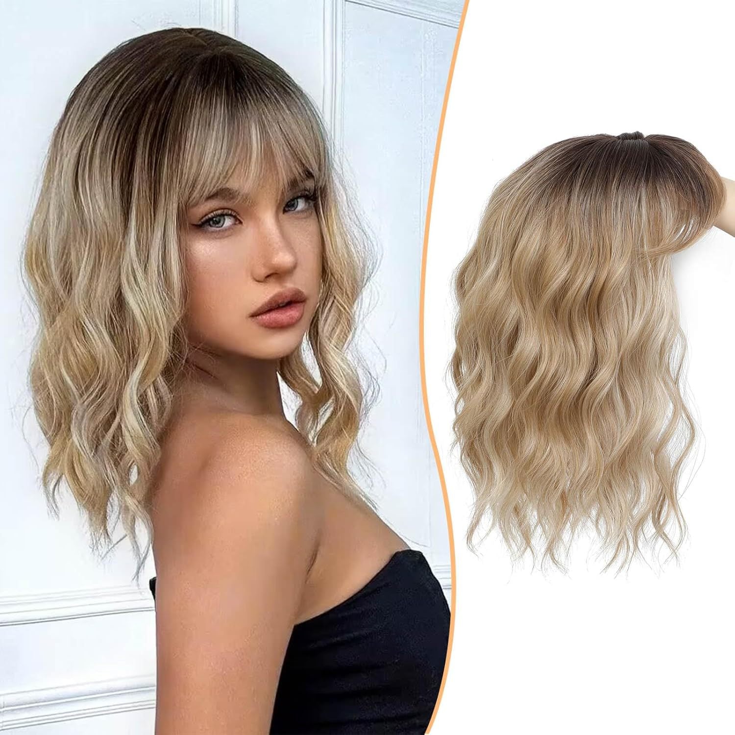 141 Inch European and American Style Synthetic Hair Patch with Bangs to Cover Scalp, Hair Patch water topper - 图片 18