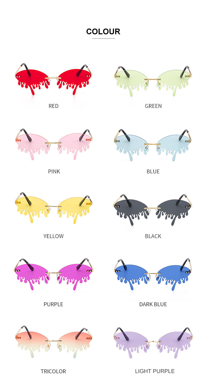 Christmas Costume Personality Tear Sunglasses for Women Metal Frameless Sunglasses Trendy European and American Party Funny Glasses - 图片 19