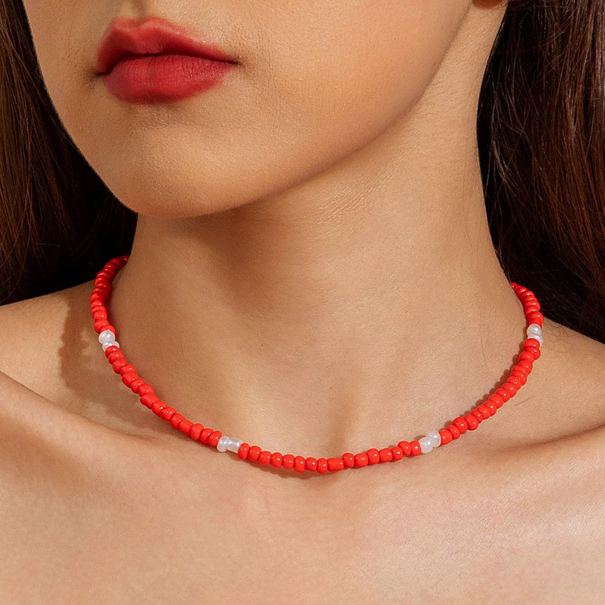 European and American Style Jewelry Light Luxury Imitation Pearl Cherry Necklace High-End Versatile Grass Multi-Layer Stacking Necklace Wholesale - 图片 14