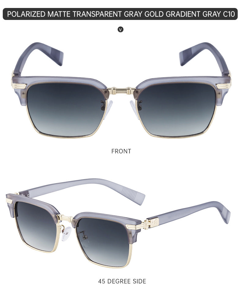 European and American New Retro Polarized Eyebrow Frame Sunglasses Men's Square Frame Sunglasses Men's Glasses Wholesale sunglasses - 图片 25