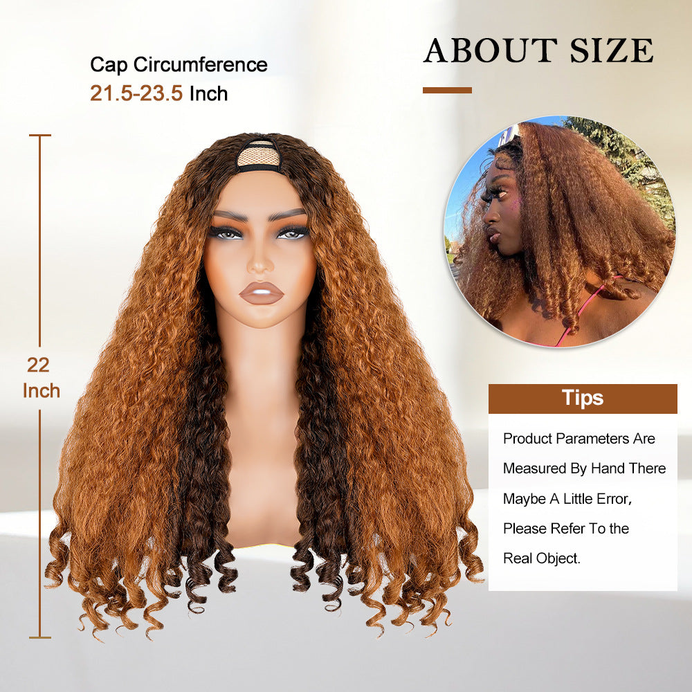 DR2/9T2 Ombre Burgundy V part Afro Wig with Curly End - 图片 15